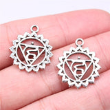 WYSIWYG 7pcs 23x19mm Yoga Om Pendant Charms Chakra Charms Antique Silver Color DIY Jewelry Making Jewelry Finding
