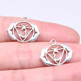 WYSIWYG 7pcs 23x19mm Yoga Om Pendant Charms Chakra Charms Antique Silver Color DIY Jewelry Making Jewelry Finding