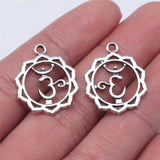 WYSIWYG 7pcs 23x19mm Yoga Om Pendant Charms Chakra Charms Antique Silver Color DIY Jewelry Making Jewelry Finding