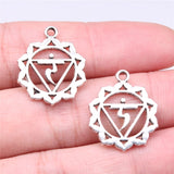 WYSIWYG 7pcs 23x19mm Yoga Om Pendant Charms Chakra Charms Antique Silver Color DIY Jewelry Making Jewelry Finding