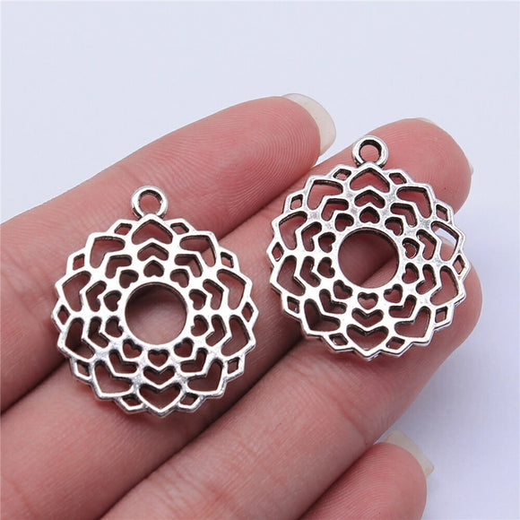 WYSIWYG 7pcs 30mm Antique Silver Color Chakra Charms For Jewelry Making Jewelry Accessories