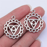 WYSIWYG 7pcs 30mm Antique Silver Color Chakra Charms For Jewelry Making Jewelry Accessories