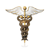 WYSIWYG Crystal Caduceus Pins Badge Brooches Lapel Pin Medicine Symbol Jewelry Gifts For Nurse Doctor Medical Students