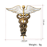 WYSIWYG Crystal Caduceus Pins Badge Brooches Lapel Pin Medicine Symbol Jewelry Gifts For Nurse Doctor Medical Students