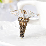 WYSIWYG Crystal Caduceus Pins Badge Brooches Lapel Pin Medicine Symbol Jewelry Gifts For Nurse Doctor Medical Students