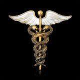 WYSIWYG Crystal Caduceus Pins Badge Brooches Lapel Pin Medicine Symbol Jewelry Gifts For Nurse Doctor Medical Students