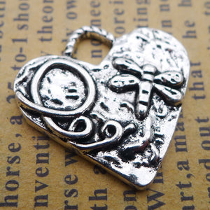 15PCS  Antique Silver Tone HEART Love Charm Pendant 12X20mm X031204