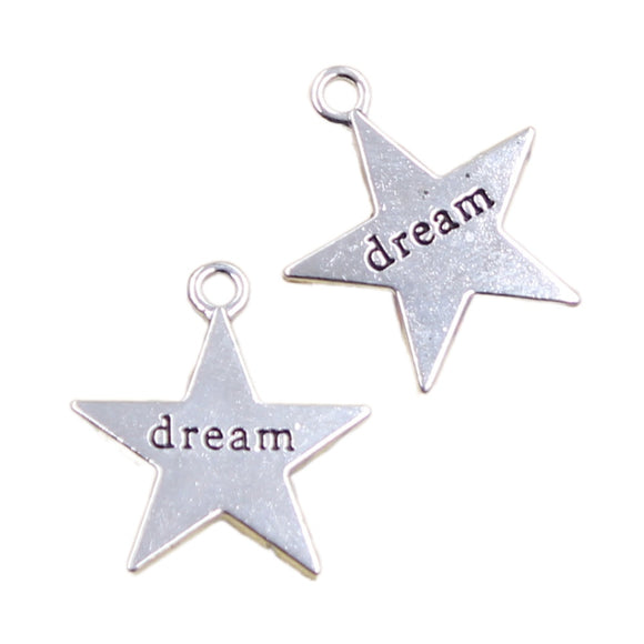 10pcs Charms Star Plates Dream 23x20mm Antique Bronze Silver Color Pendants Making DIY Handmade Jewelry Factory Wholesale