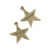 10pcs Charms Star Plates Dream 23x20mm Antique Bronze Silver Color Pendants Making DIY Handmade Jewelry Factory Wholesale