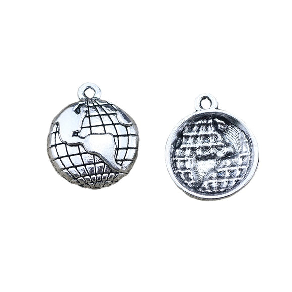 12Pieces/lot 16x20mm Antique Silver Color World Map Charms DIY Bracelets Handmade Jewelry EF4676