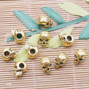 Dark gold color skull head spacer bead 8pcs H0009