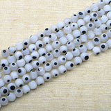 4mm or 6mm WHITE EVIL EYE GLASS ROUND Loose Spacer Bead for Jewelry Making