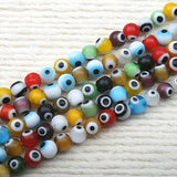 4mm or 6mm WHITE EVIL EYE GLASS ROUND Loose Spacer Bead for Jewelry Making